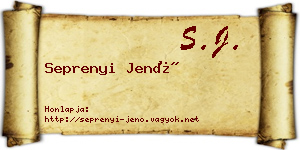Seprenyi Jenő névjegykártya